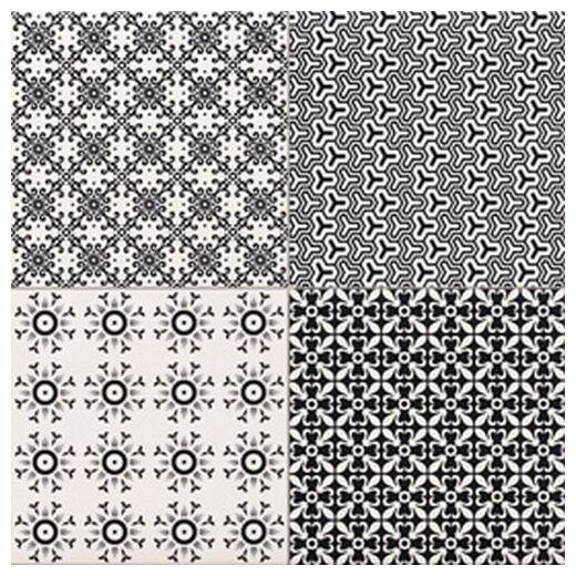 Retro MIX gres rektyfikowany 45x45 z czarno-białym wzorem patchworkowym i lśniącą powierzchnią - zdjęcie nr: 2