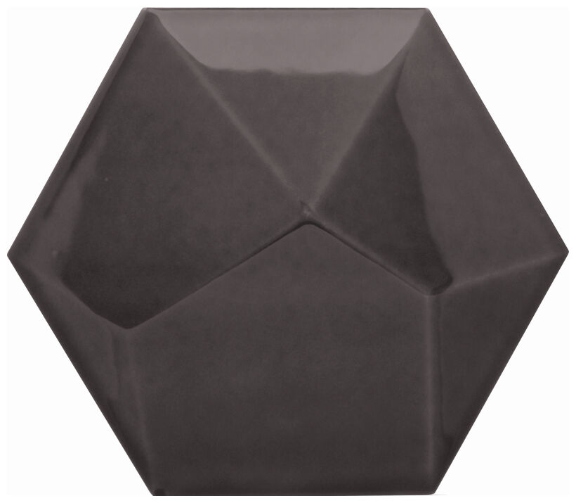 decus hexagono piramidal grafito brillo płytka ścienna 15x17 - zdjęcie główne