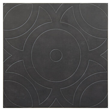 Matowy gres Vintage Grafito Relieve 20x20 w grafitowym odcieniu z wypukłym geometrycznym wzorem