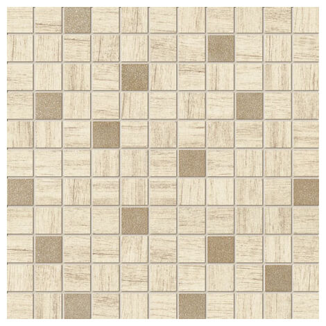 Kwadratowa mozaika Pinia bez 30x30 w odcieniach beżu z fakturą imitującą drewno