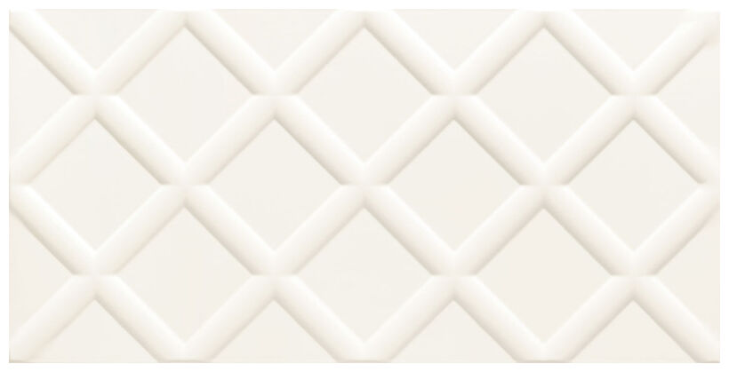 Biała płytka Burano White STR z matową strukturalną powierzchnią i geometrycznym wzorem