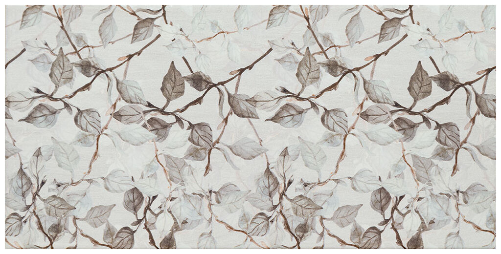 Duża płytka Edello Leaves z wzorem gałązek i liści w odcieniach szarości i beżu