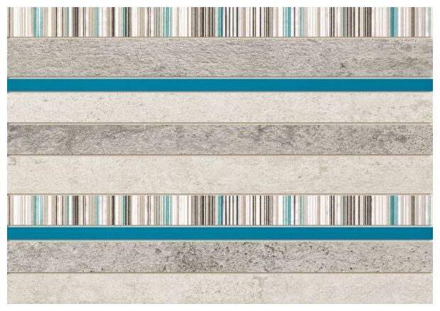 Duża płytka dekoracyjna Gris Turkus 25x36 z szarymi i turkusowymi pasami o różnej strukturze