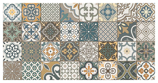 Płytka ścienna Burano Patch A STR z matowym wykończeniem i różnorodnym wzorem patchworkowym