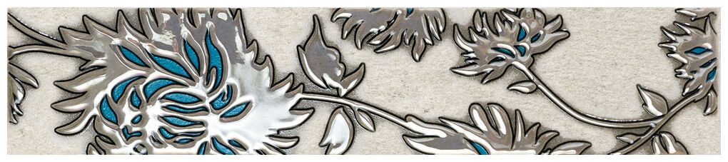 domino gris flower turkus listwa 7.4x36 - zdjęcie główne