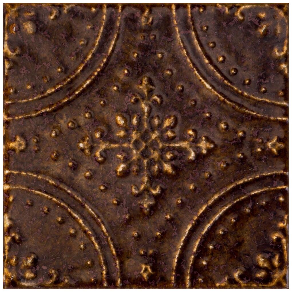 Kwadratowa płytka Tinta Brown 14,8x14,8 w odcieniu brązu z wypukłym ornamentem - zdjęcie nr: 2