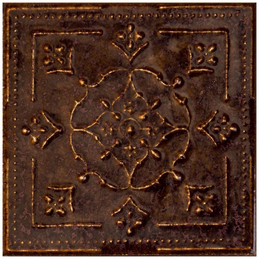Kwadratowa płytka Tinta Brown 14,8x14,8 w odcieniu brązu z wypukłym ornamentem - zdjęcie nr: 5