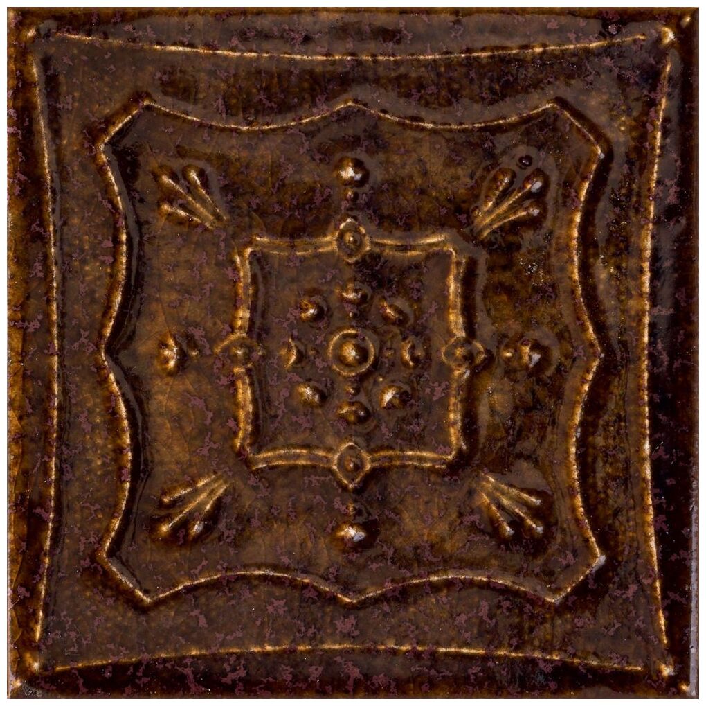Kwadratowa płytka Tinta Brown 14,8x14,8 w odcieniu brązu z wypukłym ornamentem - zdjęcie nr: 6