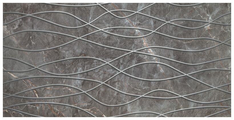 Wielkoformatowa płytka Visine Waves z imitacją marmuru w szarych odcieniach z jasnymi żyłkami
