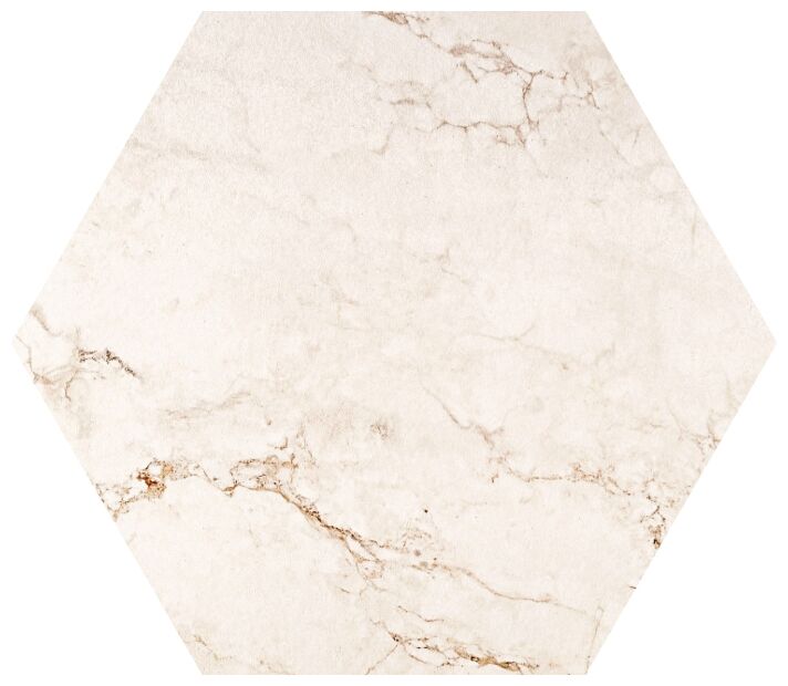 Heksagonalna płytka Senja mat HEX dekor z matowym marmurowym wzorem na jasnym tle