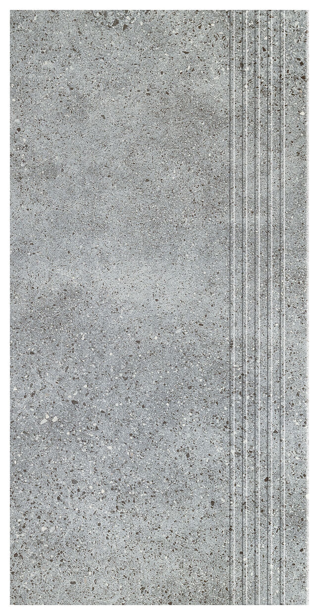 Szara stopnica Otis Grey z matową powierzchnią i subtelnymi rowkami antypoślizgowymi