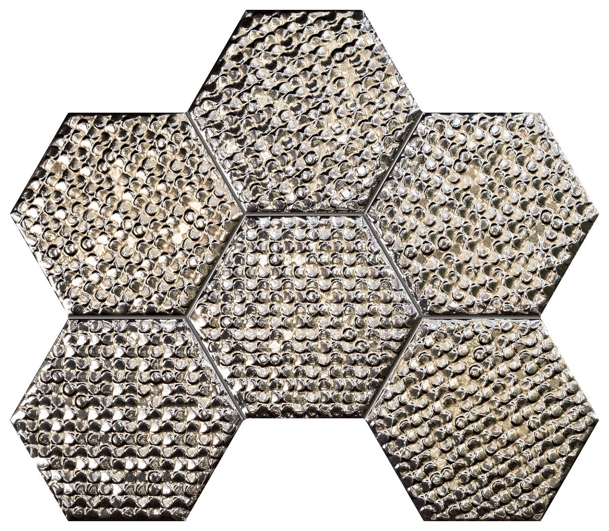 Heksagonalna mozaika Terraform 2 22,1x28,9 w metalicznych odcieniach z błyszczącą powierzchnią