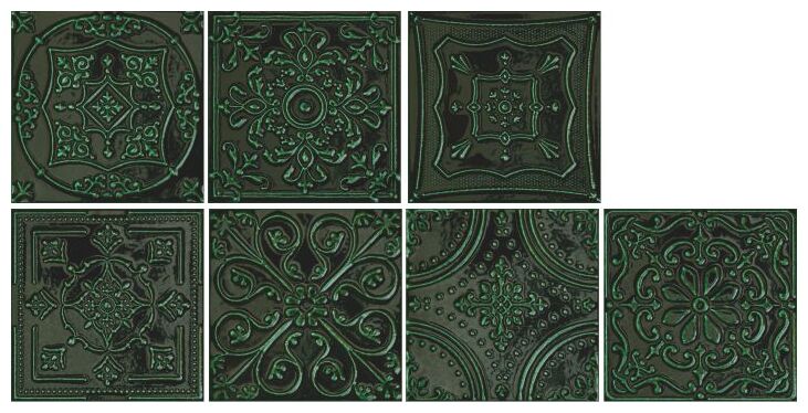 Mała dekoracyjna płytka Tinta Green o wymiarach 14,8x14,8 cm w ciemnozielonym kolorze