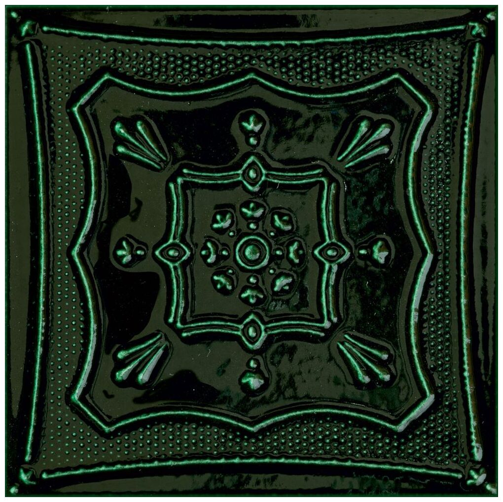 Mała dekoracyjna płytka Tinta Green o wymiarach 14,8x14,8 cm w ciemnozielonym kolorze - zdjęcie nr: 3