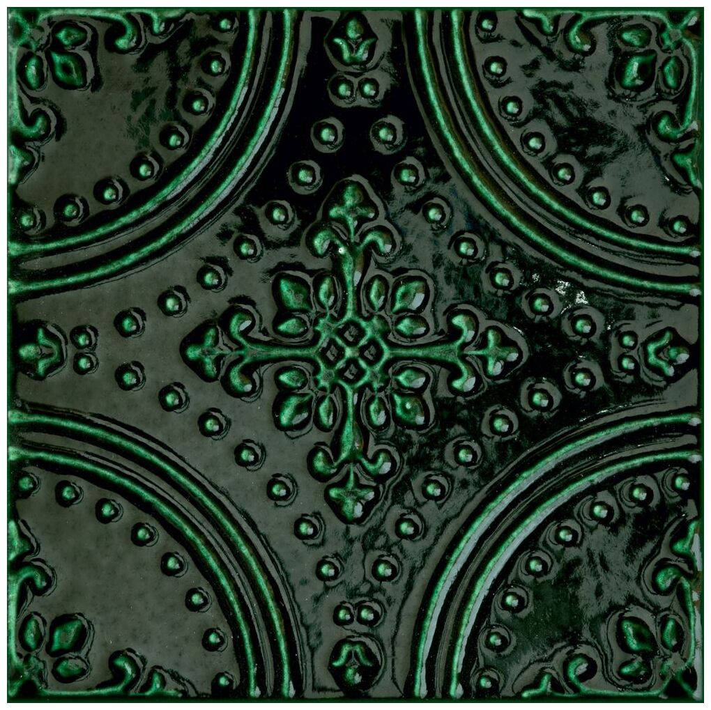 Mała dekoracyjna płytka Tinta Green o wymiarach 14,8x14,8 cm w ciemnozielonym kolorze - zdjęcie nr: 4