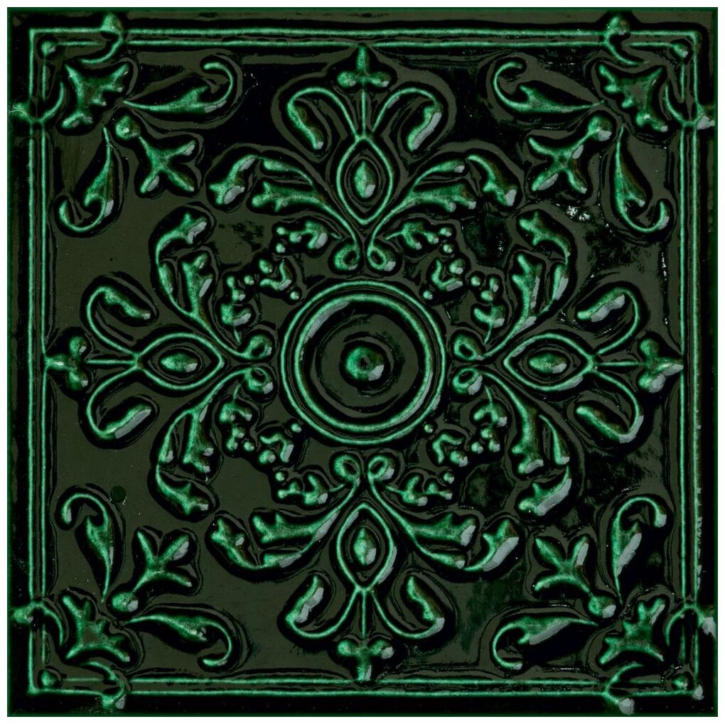 Mała dekoracyjna płytka Tinta Green o wymiarach 14,8x14,8 cm w ciemnozielonym kolorze - zdjęcie nr: 5