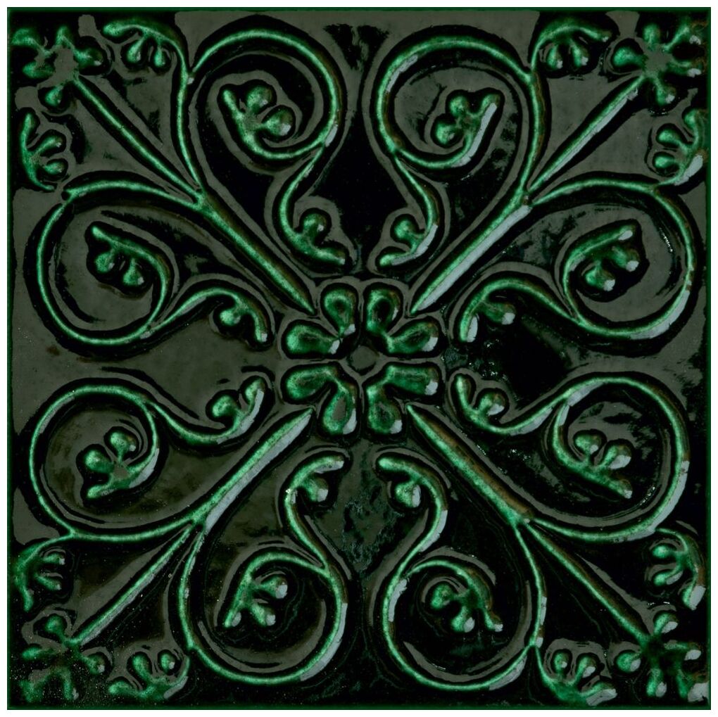Mała dekoracyjna płytka Tinta Green o wymiarach 14,8x14,8 cm w ciemnozielonym kolorze - zdjęcie nr: 6