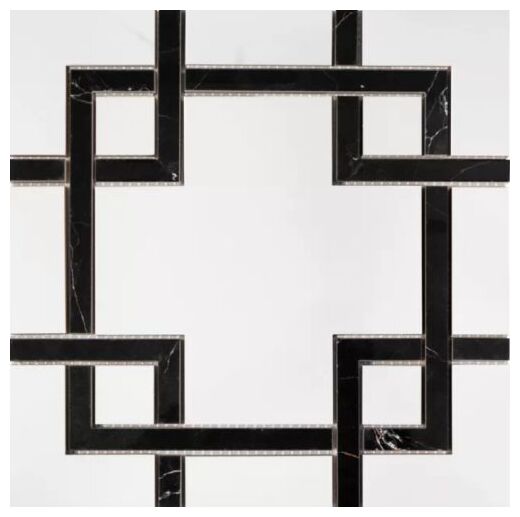 Błyszcząca mozaika gresowa Astona Carrara GP 30x30 z geometrycznym wzorem w czerni i bieli