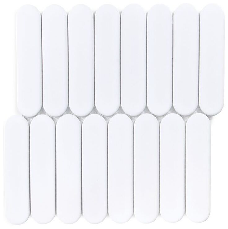 Mozaika Pills White matt 29,2x29,4 z białymi matowymi wydłużonymi elementami i spoinami