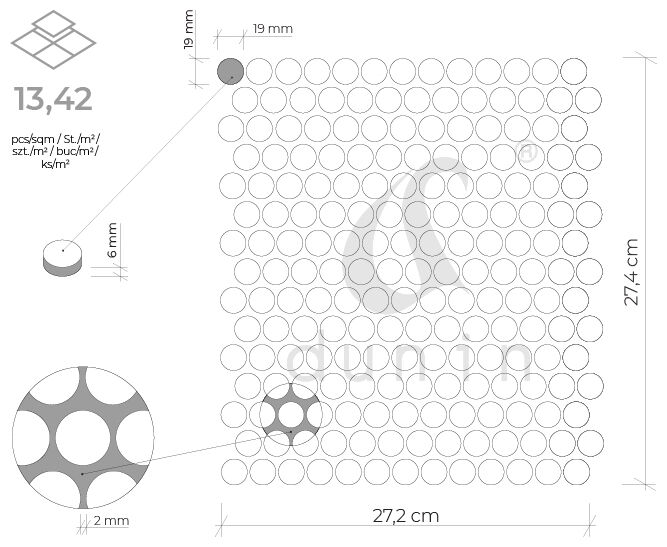 dunin miss penny grey mix mozaika gresowa glazurowana 27.2x27.4x0.8 - zdjęcie nr: 5