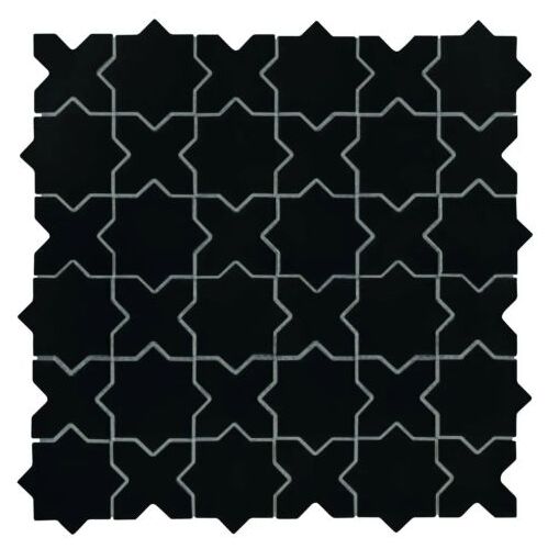 Matowa mozaika Star&Cross Black matt z czarnym tłem i geometrycznym wzorem w formie gwiazdek i krzyżyków