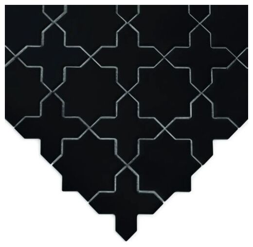 Matowa mozaika Star&Cross Black matt z czarnym tłem i geometrycznym wzorem w formie gwiazdek i krzyżyków - zdjęcie nr: 2