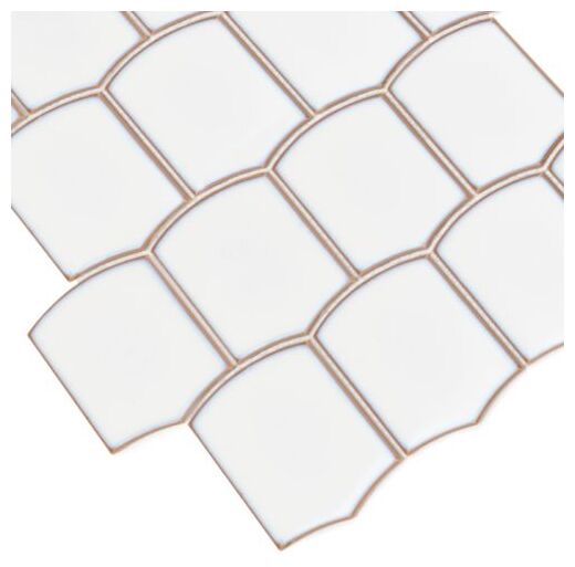 Mozaika gresowa Arcado Camden z marmuropodobnym wzorem w bieli z delikatnymi cieniami