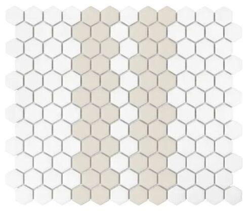 Płytka Mini Hexagon Stripe 2.1.C z matową powierzchnią i delikatnym wzorem beżowych pasów
