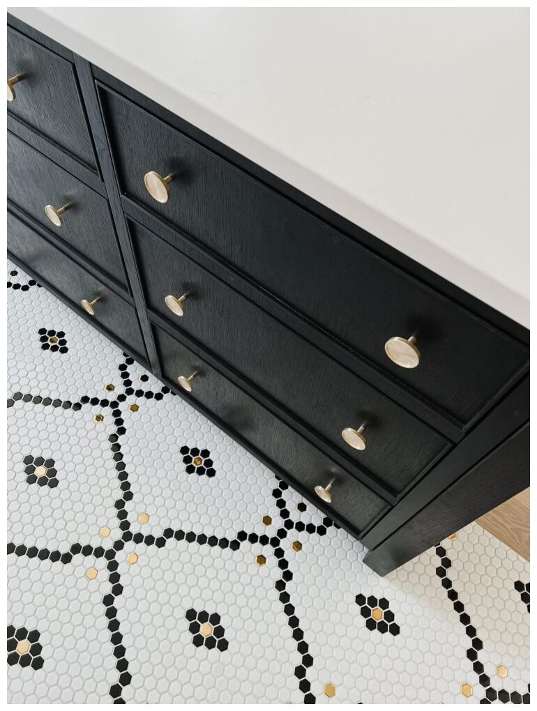 Mini Hexagon Rombdance Black matt mozaika z matowych heksagonów białych czarnych i brązowych - zdjęcie nr: 2