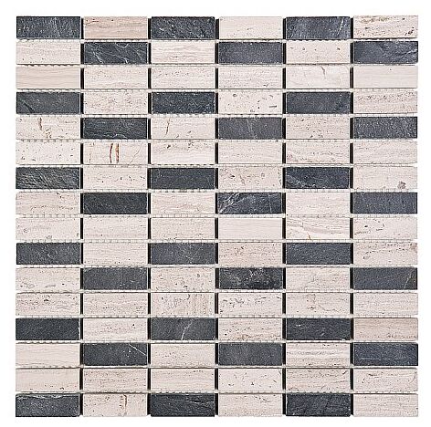 dunin woodstone grey block mix 48 mozaika kamienna 30.5x30.5 - zdjęcie główne