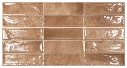 Brązowa płytka ścienna Pool Cotto w kształcie cegiełki z błyszczącą i nieregularną powierzchnią