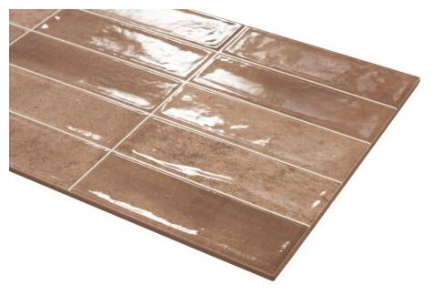 Brązowa płytka ścienna Pool Cotto w kształcie cegiełki z błyszczącą i nieregularną powierzchnią - zdjęcie nr: 2