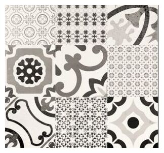 Patchworkowa płytka Logos JET Negro 58x58 z matowym wykończeniem w szarosci czerni i bieli - zdjęcie nr: 2