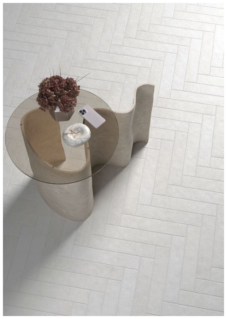 Białe matowe płytki Stage White gres 6x30 imitujące strukturę kamienia z subtelną teksturą - zdjęcie nr: 3