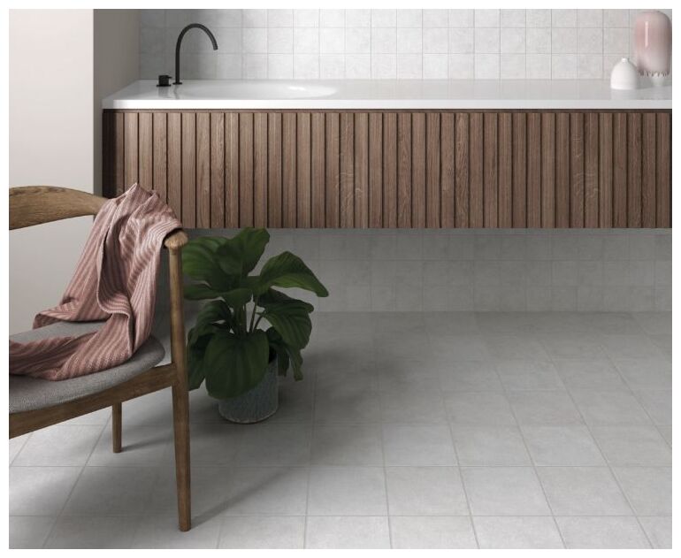 Matowy Stage White gres 10x10 o jasnych tonach i wzorze przypominającym strukturę kamienia - zdjďż˝cie nr: 4