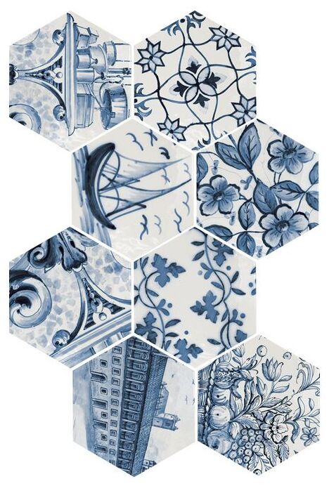 Equipe Hexatile Lisboa Patchwork dekor 17.5x20 (23216) - mała płytka dekoracyjna heksagonalna - zdjďż˝cie nr: 2