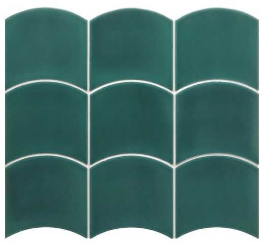 Mała błyszcząca płytka ścienna Wave Teal Grassy w głębokim morskim odcieniu zieleni o wymiarach 12x12 cm - zdjęcie nr: 2