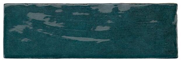 Błyszcząca płytka ścienna LA Riviera Quetzal w kolorze ciemnego turkusu z subtelną fakturą