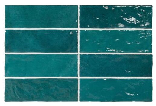 Błyszcząca płytka ścienna LA Riviera Quetzal w kolorze ciemnego turkusu z subtelną fakturą - zdjęcie nr: 3