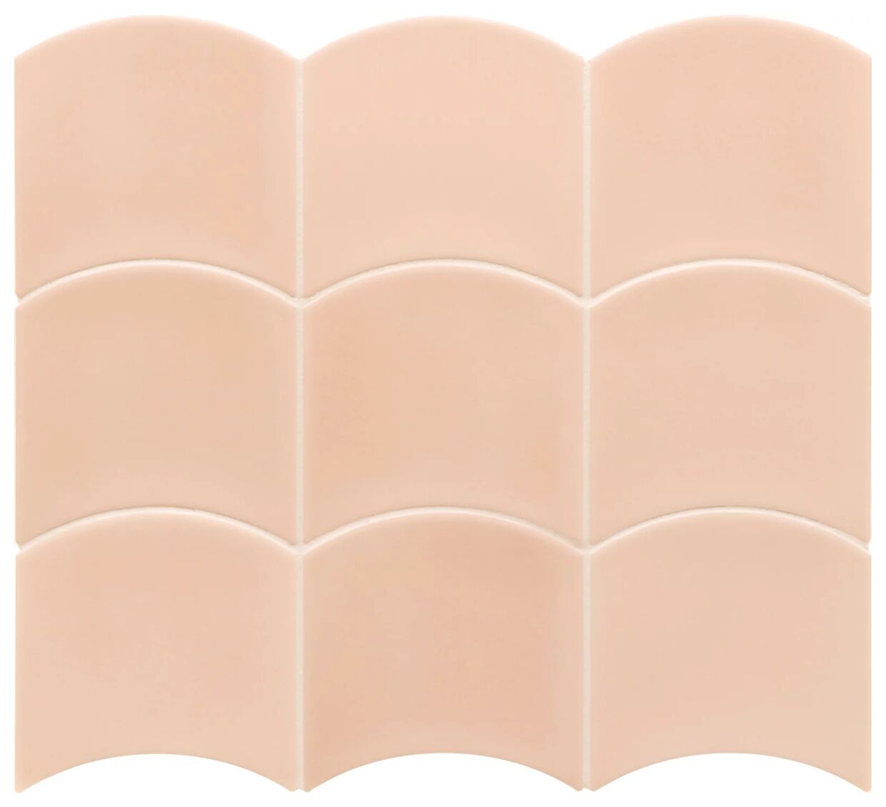 Mała, błyszcząca płytka Wave Primrose o wymiarach 12x12 cm w kremowym beżu z subtelnym wzorem fal