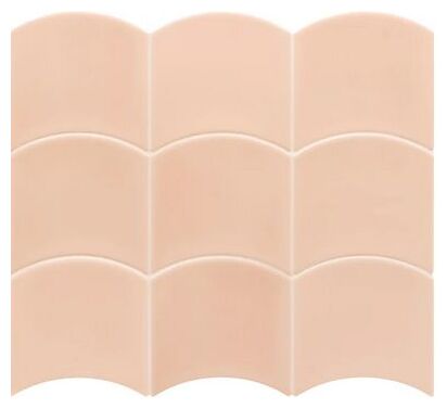 Mała, błyszcząca płytka Wave Primrose o wymiarach 12x12 cm w kremowym beżu z subtelnym wzorem fal - zdjęcie nr: 2