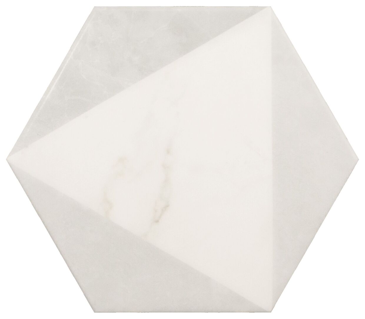 Maly matowy gres Carrara Hexagon Peak 17,5x20 o heksagonalnym ksztalcie i stonowanych barwach