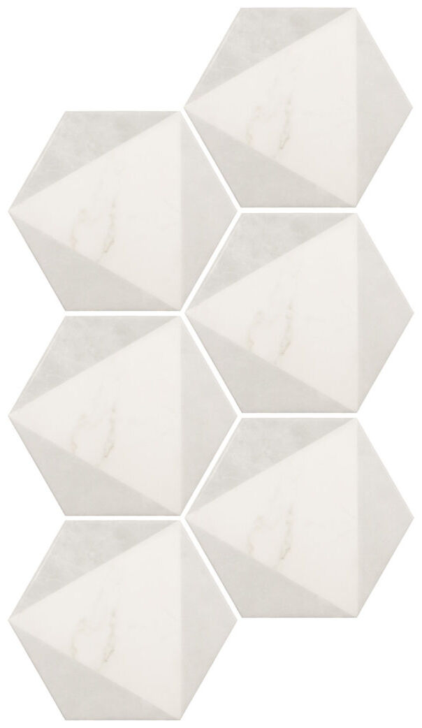 Maly matowy gres Carrara Hexagon Peak 17,5x20 o heksagonalnym ksztalcie i stonowanych barwach - zdjęcie nr: 2