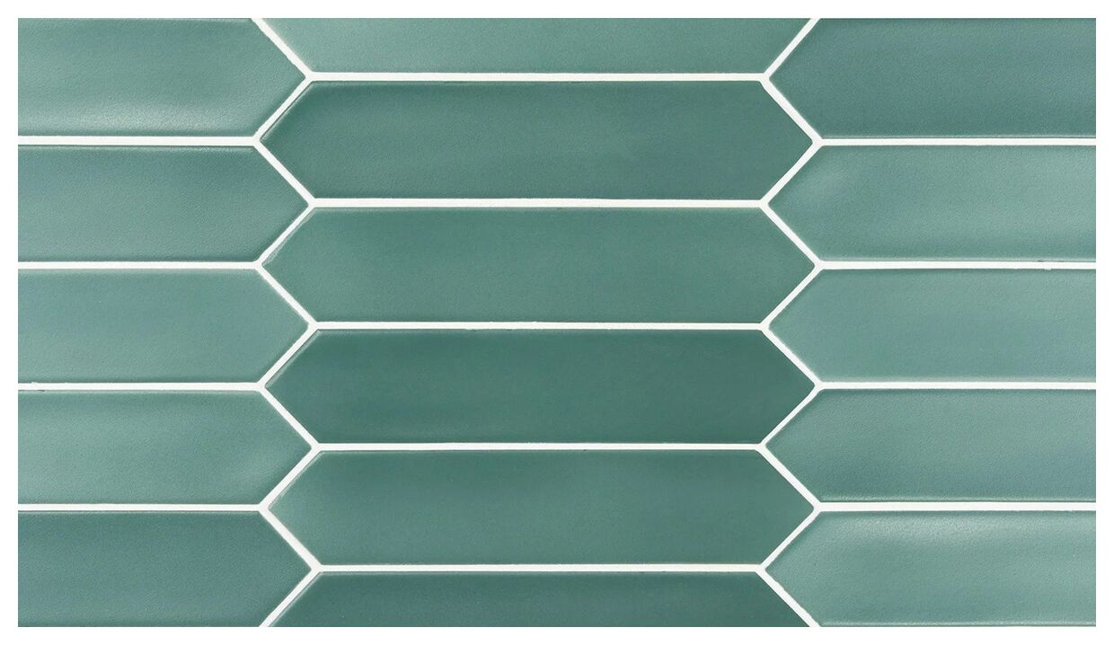 Matowa płytka ścienna Lanse Viridian 5x25 w zgaszonym turkusowym kolorze z tonalnym przejściem