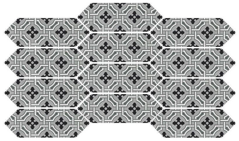 Szara matowa płytka Kite Century Grey gres dekor 10x30 z geometrycznym wzorem