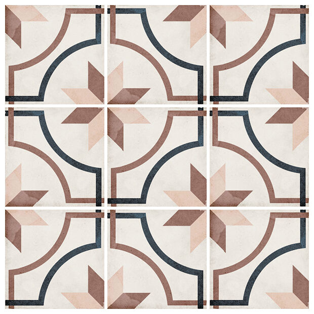 Matowy gres ART Nouveau Embassy Color 20x20 z delikatnym geometryczno-roślinnym ornamentem