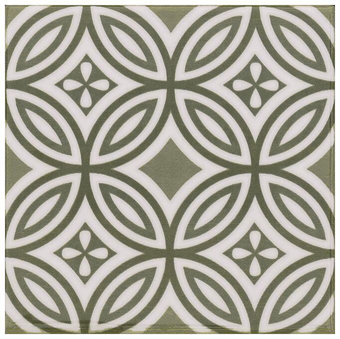 Country Patchwork dekor 13,2x13,2 z geometrycznym wzorem elips i rombów w odcieniach zieleni