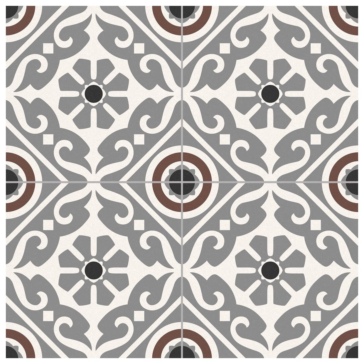 Duży gres matowy mrozoodporny Musa Grey z geometrycznym szaro-białym wzorem mozaiki