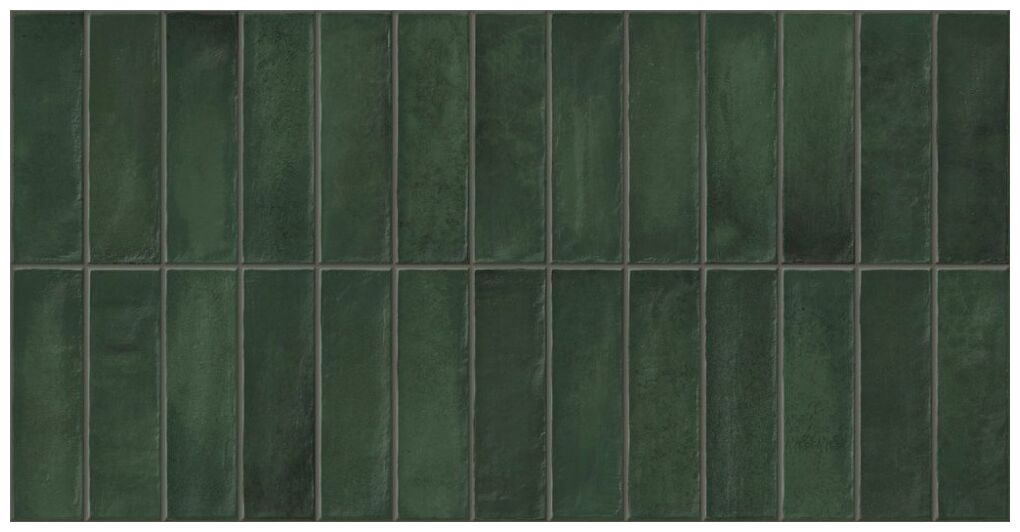 Prostokątne płytki Deco Artis Plus Forest w lesnym odcieniu zieleni z błyszczącą glazurą