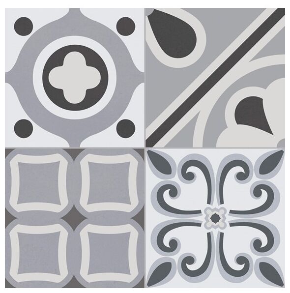 Gres Lumier Black o matowej powierzchni w odcieniach szarości czerni i bieli z wzorami - zdjęcie nr: 2